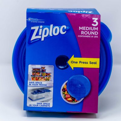 Ziploc One Press Med Round 3ct